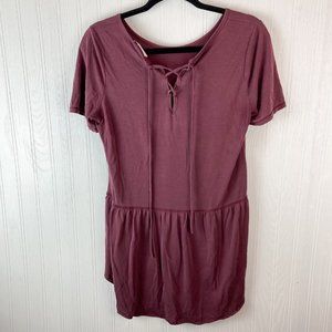 Mote‎ cranberry short sleeve top tie back size Medium